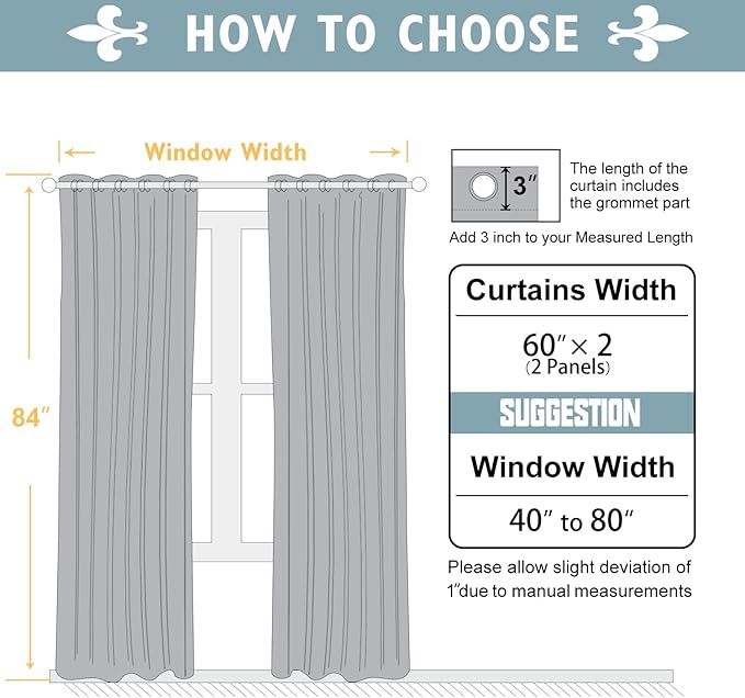 ChrisDowa 100% Blackout Curtains 84 inch Long for Bedroom with Black Liner, Extra Wide 2 Thick Layers Total Blackout Thermal Insulated Grommet Window Curtains 2 Panels Set (Grey, 60 x 84 Inch)-CubbioJoy