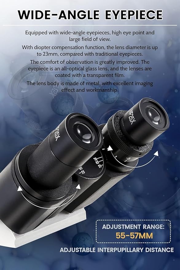 40X-5000X Compound trinocular Microscopes trinocular for Adults,Display Screen, Microscope Accessories, Microscopes for School Laboratory Home Education Abbe Condenser-CubbioJoy