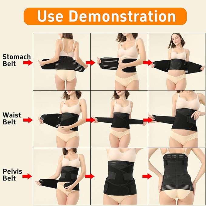 3 in 1 Postpartum Belly Band Post Partum for Women Abdominal Binder Surgery C Section Recovery Stomach Belly Wrap Belt-CubbioJoy