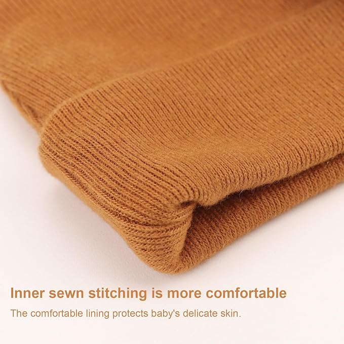 BQUBO Newborn Baby Hats Mittens Set Hospital Hat Beanie Infant Bow Hats Baby Gloves No Scratch Mittens for 0-6 Months-CubbioJoy