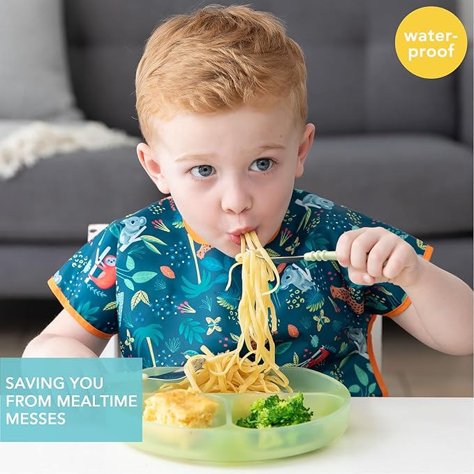 Bumkins Bibs - Toddler Bibs, Waterproof, Large for 1-3 Years, Short Sleeve-CubbioJoy