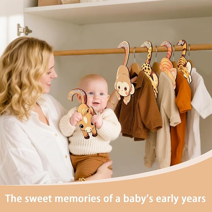 Baby Closet Dividers for Clothes - Set of 8 Unique Animals Design Baby Size Closet Divider Newborn to 24 Months, Babies Wardrobe Closet Organizer Nursery Decor Gender Neutral Kid Clothes Dividers-CubbioJoy