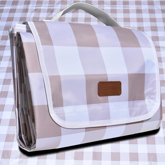 80"x60" Waterproof Sandproof Picnic Mat - Portable Foldable Outdoor Blanket for Beach, Park, Travel & Indoor Use - Lightweight Compact Design, Easy-Carry (Light Brown)-CubbioJoy