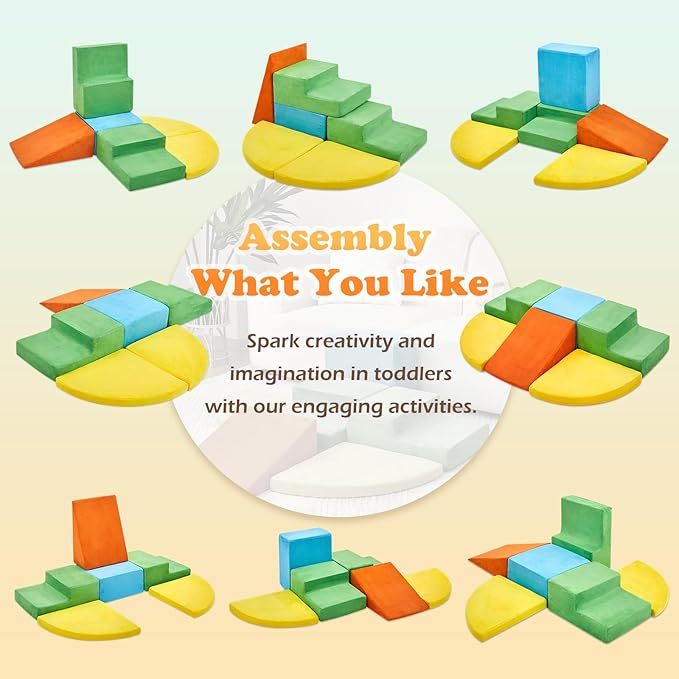 6 Pieces Climbing Toys for Toddlers, Climb & Crawl Soft Foam Block Activity Play Set, Foam Play Gym Climbing Blocks, Toddler Climbing Toy Indoor, Soft Foam Toys for Kids Crawling and Sliding-CubbioJoy