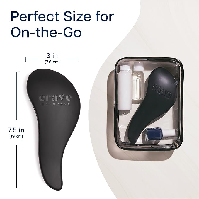 Crave Naturals Glide Thru Detangling Brush, Detangler Brush for Curly, Straight, Wet and Dry Hair Comb for Adults and Kids, Hair Accessories for Women, Black-CubbioJoy