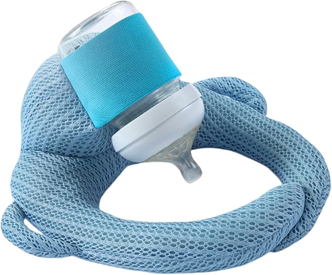 Bottle Holder Pillow, Plush Feeding Support Pad - Relieve Hand & Wrist Soreness, Adjustable Nursing Pillow, Blue-CubbioJoy