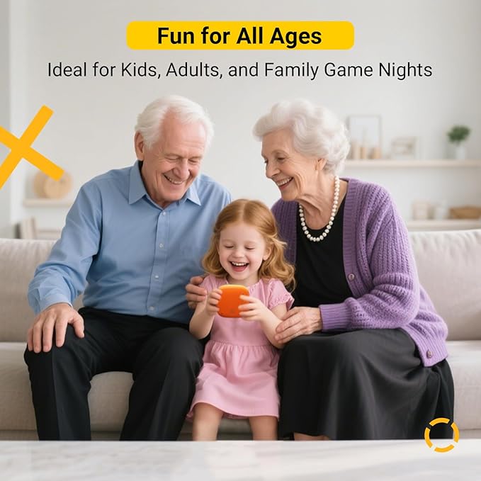 4-in-1 Handheld Tic Tac Toe Game Portable Electronic Board Games for Kids & Adults, Travel Games, Birthday Gifts, Yellow-CubbioJoy