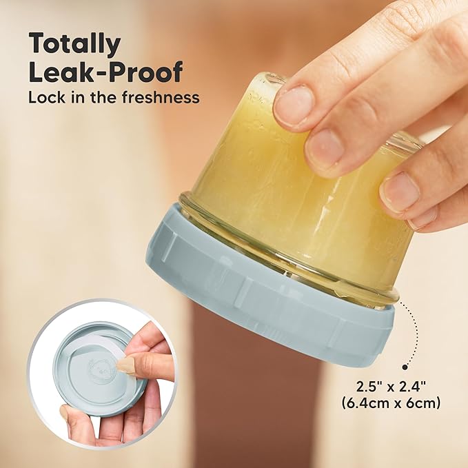 KeaBabies 12pk 4oz Glass Baby Food Containers with Lids - Leak-Proof, Microwavable Small Glass Jars, Baby Purees & Toddler Snack Storage Containers, BPA-Free, Dishwasher & Freezer Safe (Slate)-CubbioJoy