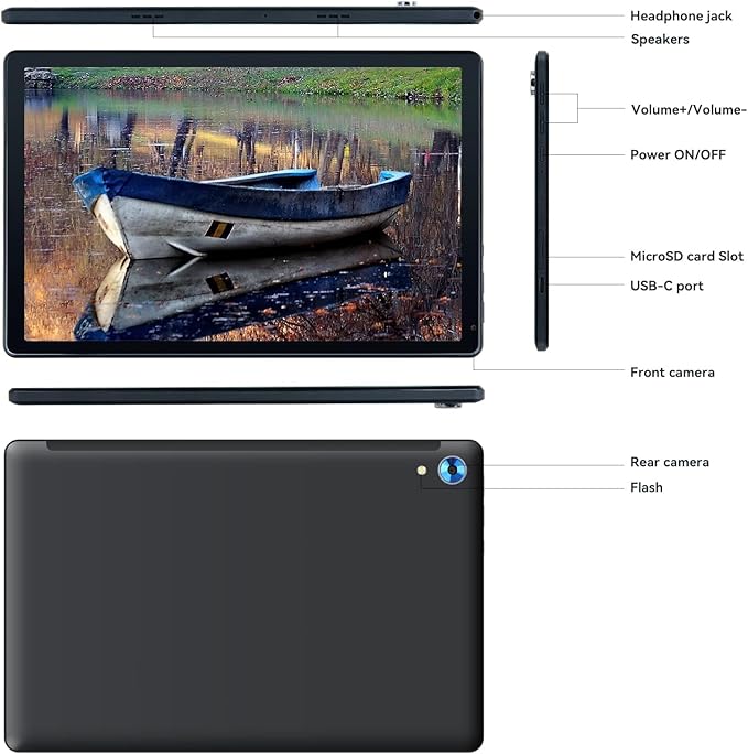 Android Tablet, 10.1 inch Tablets with 1280 * 800 IPS HD Touchscreen, Octa-Core Processor, 10(4+6) GB RAM 128GB ROM, 1TB TF Card Expandable, 5G/2.4G WiFi, BT 5.0,Dual Camera, 2025 US Version-CubbioJoy