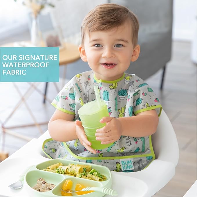 Bumkins Bibs - Toddler Bibs, Waterproof, Large for 1-3 Years, Short Sleeve-CubbioJoy