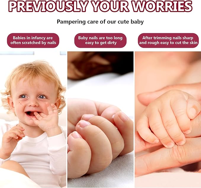 Baby Nail Trimmer Electric, 6 in 1 Rechargeable Baby Nail Clippers Manicure Set Grooming Kit for Toddler Infant or Adults (Pink)-CubbioJoy