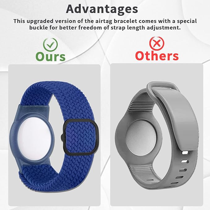 4 Pack Kids Bracelet Compatible with AirTag, GPS Kid Tracker Holder Braided Wristband for Apple Air Tag, 2022 Upgraded Nylon Adjustable Anti Lost Watch Band Fits Airtag for Kids Children(solid color)-CubbioJoy