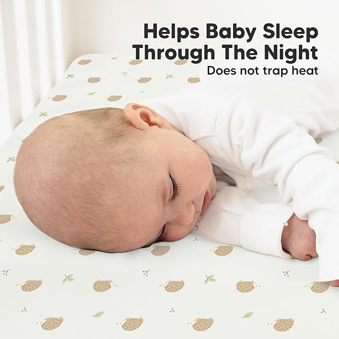 KeaBabies 2-Pack Organic Crib Sheets for Boys, Girls - 52x28 Fitted Crib Mattress Sheet Neutral, Breathable Jersey Cotton Cover for Baby Bed, Toddler Mattress, Soft & Cute Prints (Nibbles/Bruce)-CubbioJoy