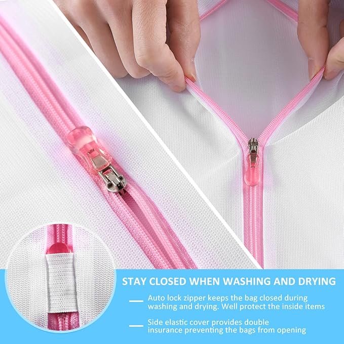 5 Pcs Mesh Laundry Bags for Delicates with Zipper, Lingerie Bags for Laundry, Travel Storage Organize Bag, Clothing Washing Bags for Laundry,Blouse, Hosiery, Stocking, Underwear, Bra and Lingerie-CubbioJoy