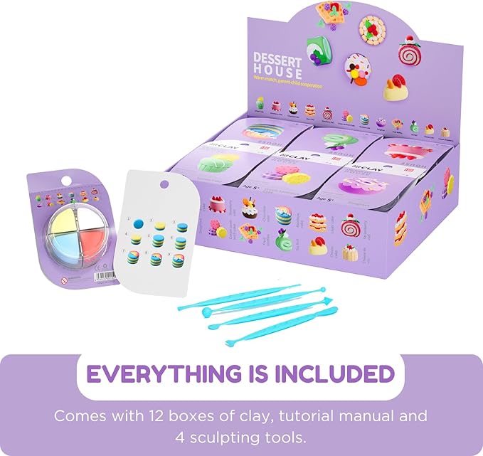 Air Dry Clay Kits - Modeling Clay for Kids, Ultra Light & Soft, Safe & Non-Toxic, DIY Air Dry Clays Kit with Sculpting Tools and Tutorials, Creatible Art Crafts Toys Gifts for Boys Girls-CubbioJoy