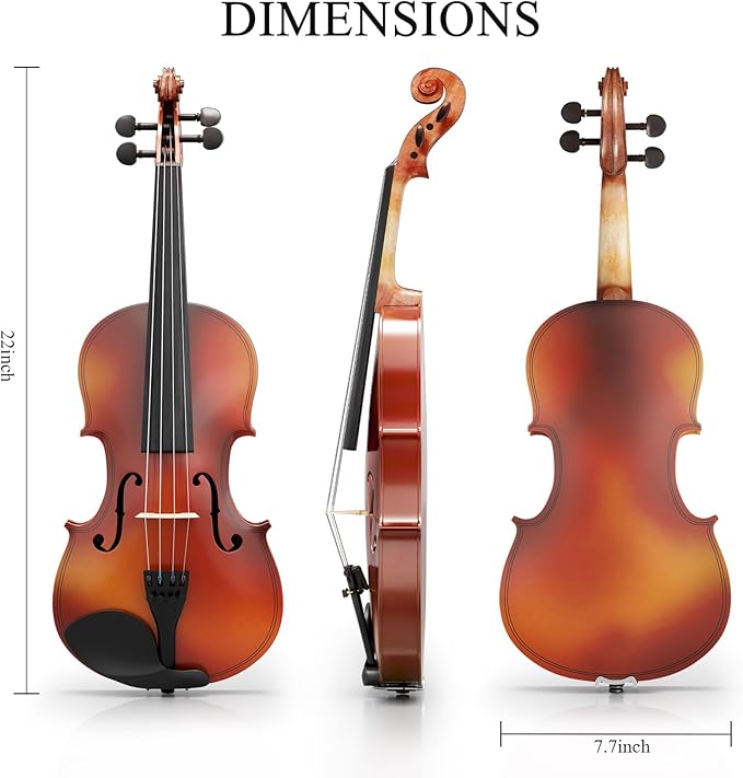 3/4 Violin Kit, Beginner Violin for Kids, Students, Complete Kids Violins Set with Case, Bow, Rosin, Ideal for Kids Violinss Beginner Ages 9-12, Brown-CubbioJoy