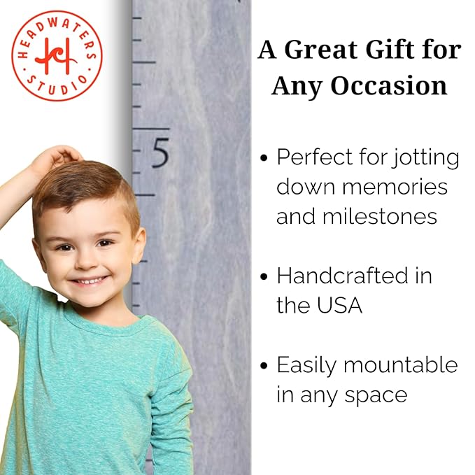 Boho Growth Chart for Wall - Height Board Growth Chart Wooden Growth Chart for Wall Kids Measuring Chart for Wall Height Chart Growth Chart for Kids (Love Grows Here, Gray)-CubbioJoy