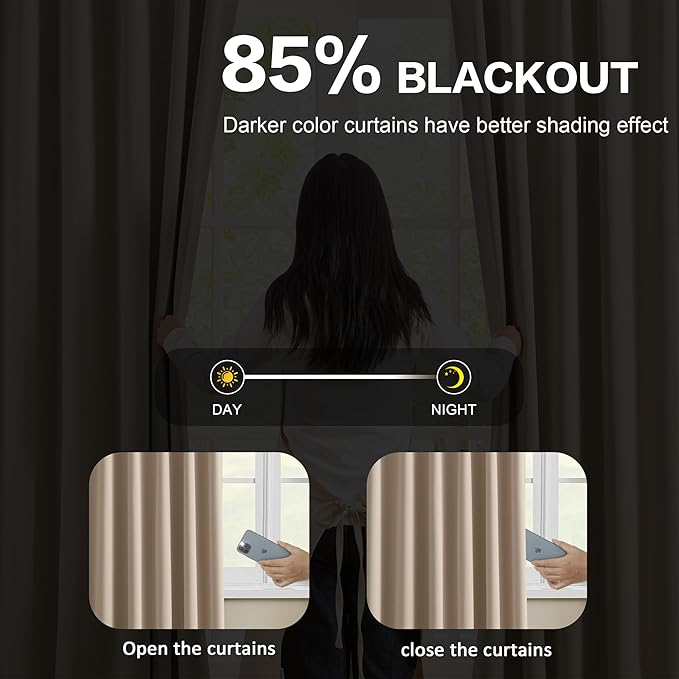 KEQIAOSUOCAI Extra Wide Pinch Pleated Blackout Living Room Bedroom Curtains, Triple Weave Thermal Insulated Window Treatment Light Blocking Panels for Patio/Hall/Porch (Khkai, W80 x L96, Set of 2)-CubbioJoy