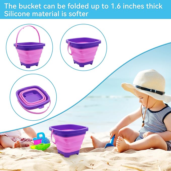 2PCS Fishing Net with Bucket, Telescopic Fishing Landing Net, Collapsible Kids Sand Bucket, Kids Fish Butterfly Catching for Freshwater Saltwater Outdoor Activities-CubbioJoy