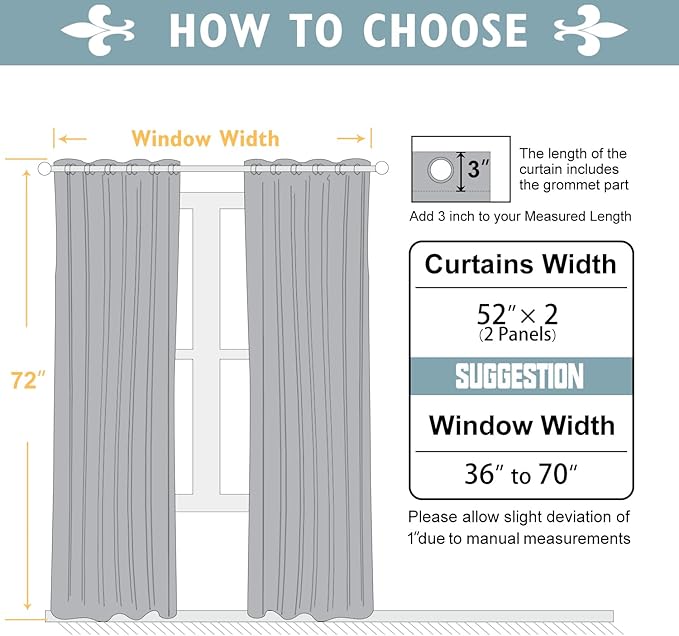 ChrisDowa 100% Blackout Curtains for Bedroom with Black Liner, 2 Thick Layers Total Blackout Thermal Insulated Grommet Window Curtains 2 Panels Set (Grey, 52 x 72 Inch)-CubbioJoy