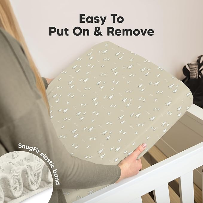 KeaBabies 2-Pack Organic Crib Sheets for Boys, Girls - 52x28 Fitted Crib Mattress Sheet Neutral, Breathable Jersey Cotton Cover for Baby Bed, Toddler Mattress, Soft & Cute Prints (Pine Grove)-CubbioJoy