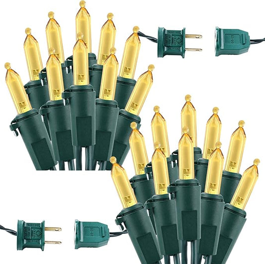 Brizled Christmas Lights Warm White, 2 Pack 33ft 100 LED Christmas String Lights, 120V UL Certified Connectable Xmas Tree Lighting Mini Xmas Light Set for Holiday Tree Home Party Indoor Outdoor Decor-CubbioJoy