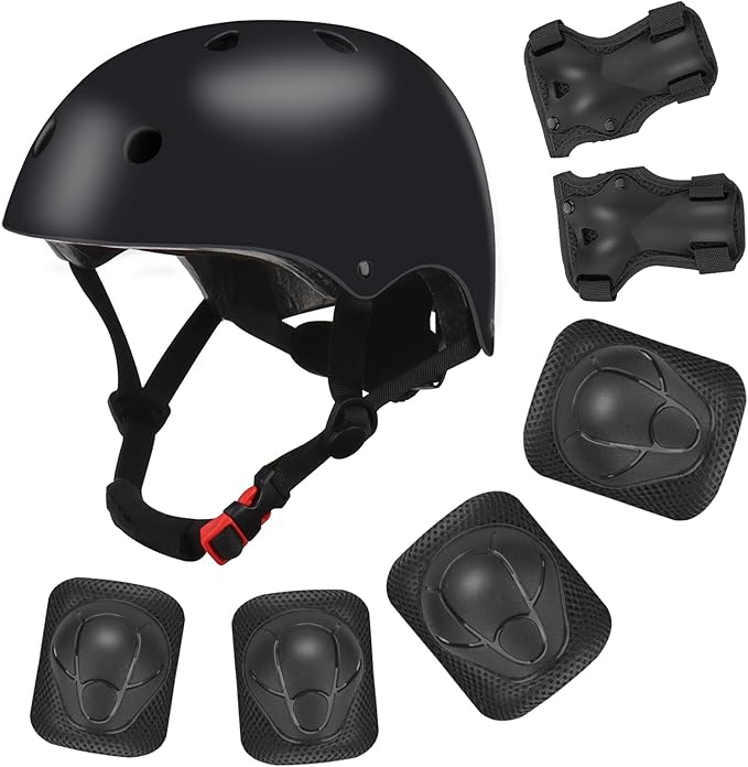 Color Gradient Adjustable Kids' Helmet with Knee & Elbow Pads Set | Multi-Sport Safety Gear for Boys & Girls Ages 5-14 | Skateboarding, Scooters, Roller & Inline Skating, Longboarding-CubbioJoy