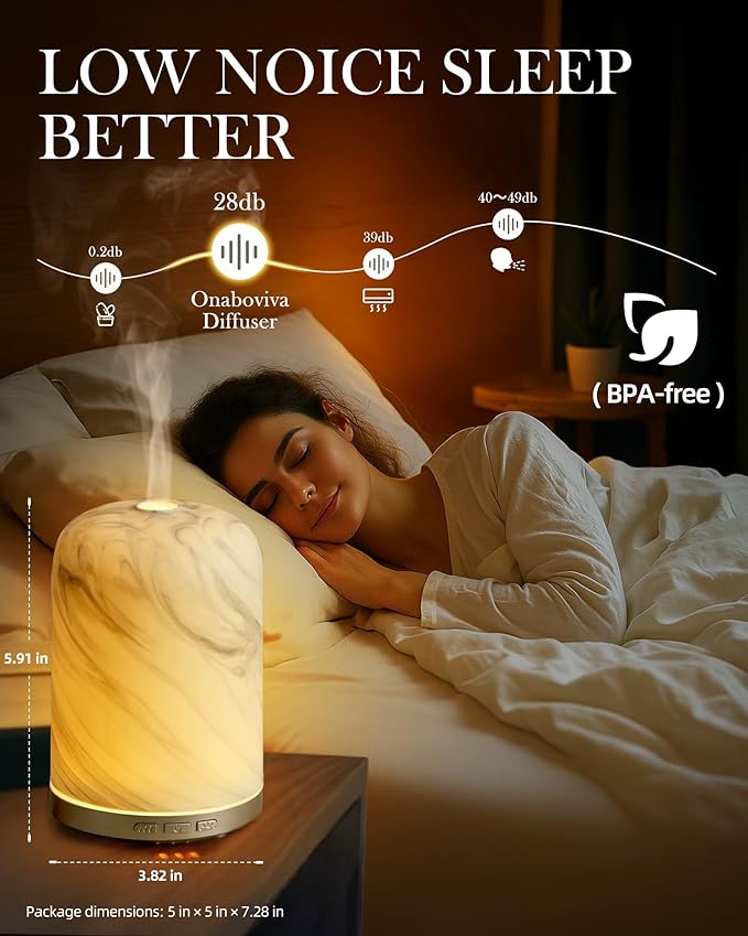 Aromatherapy Diffuser – Ultrasonic Essential Oil Diffuser, Health Night Light, Timer & Auto Shut-Off, BPA-Free, 120ml Diffusers for Home, Office, or Spa-CubbioJoy