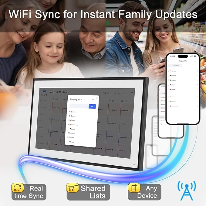 10.1 Inch Smart Digital Calendar & Chore Chart Full HD Touchscreen Display WiFi Sync Electronic Planner for Family Schedules Includes Desk Stand Streamline Home Organization Gift for mother mom women-CubbioJoy
