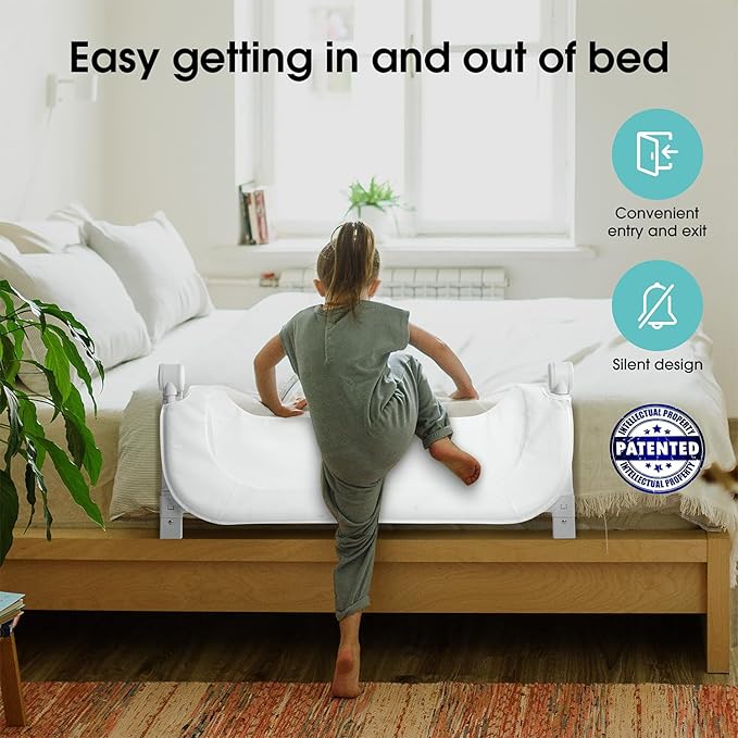 Baby Bed Rail Guard for Toddlers - 35.4" Toddler Bed Rails for Crib,Twin,Full, Queen Bunk Size Bed Swing Down Bedrail Extral Tall Child Safety Side Railing Guards for Kids-CubbioJoy