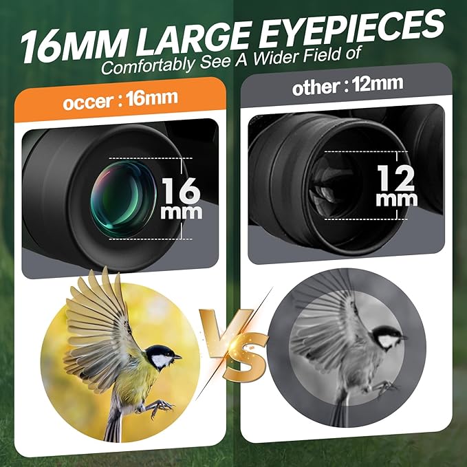15x30 Compact Binoculars for Adults and Kids - Occer Large View High Powered Binoculars for Bird Watching - Lightweight Easy Focus Binocs with Low Light Vision for Hunting Cruise Ship Travel-CubbioJoy