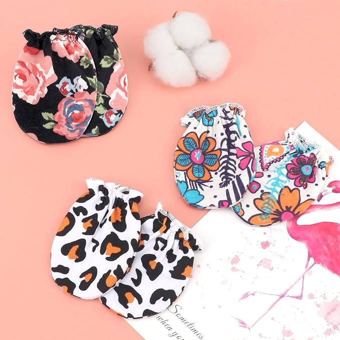 BQUBO Newborn Infant Toddler Mittens No Scratch Cotton Elastic Wrist Gloves Hypoallergenic for 0-6 Months Baby Boys Girls-CubbioJoy