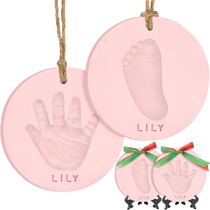 Baby Hand and Footprint Kit Girls, Boys - Personalized Baby Footprint Ornament Kit, Newborn Keepsake Gifts for New Mom, Easy to Use Handprint Makers, Cute Shower Gifts (Candy, Multi-Colored)-CubbioJoy