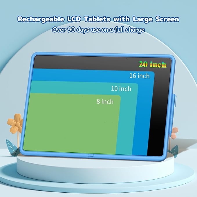20 Inch LCD Writing Tablet for Kids, Rechargeable Large Kids Drawing Pad, Mess Free Drawing Tablet, Doodle Board, Educational & Learning Drawing Toys for Boys and Girls Aged 3+ Years Old Birthday Gift-CubbioJoy
