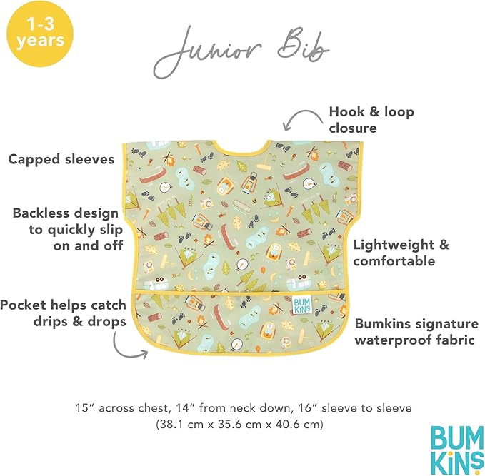 Bumkins Bibs - Toddler Bibs, Waterproof, Large for 1-3 Years, Short Sleeve-CubbioJoy