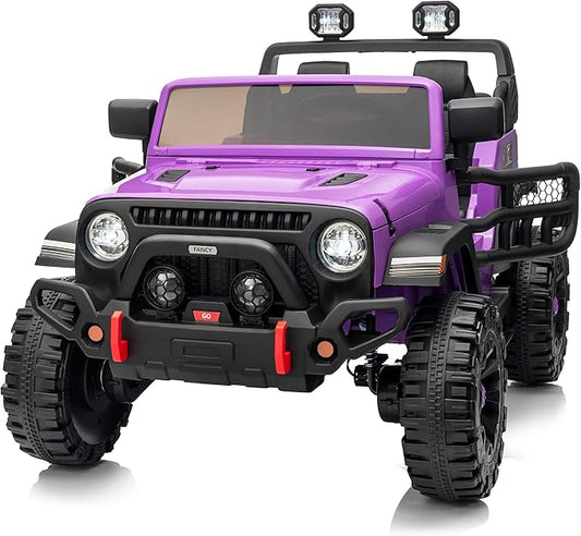 2 Seater Ride on Toy Car for Kids, 24V 4x4 Ride-on Truck Kids Electric Car w/Remote Control, 4x200W Motors - Purple-CubbioJoy