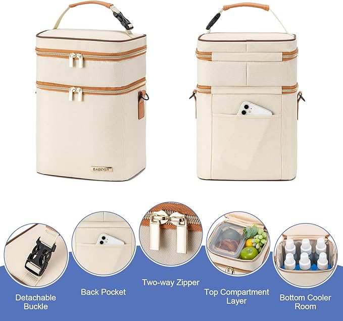 Breastmilk Cooler Bag with Ice Pack Fits 6 Baby Bottles Up to 9 Ounce-CubbioJoy