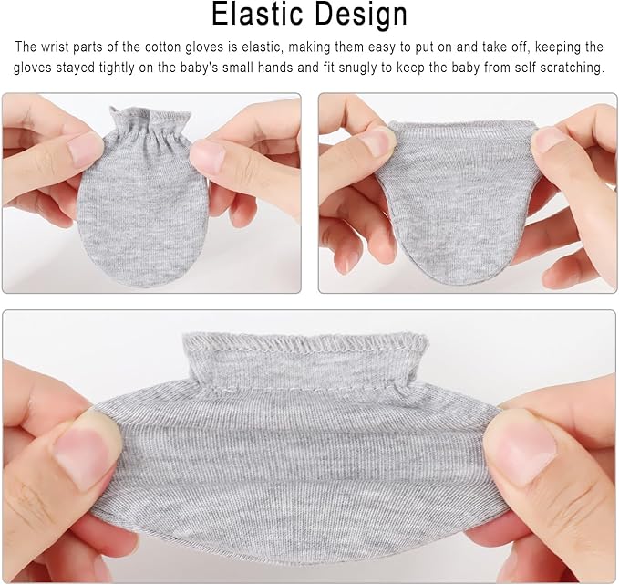 BQUBO Newborn Infant Toddler Mittens No Scratch Cotton Elastic Wrist Gloves Hypoallergenic for 0-6 Months Baby Boys Girls-CubbioJoy