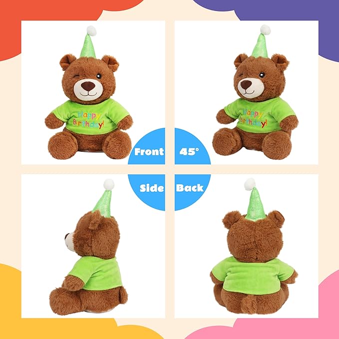 Cuteoy Happy Birthday Bear Musical Stuffed Animal Shaking Singing Dancing Plush Toy Electric Interactive Animated Plushies Gifts for Kids Girls Boys-CubbioJoy