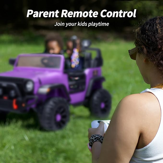 2 Seater Ride on Toy Car for Kids, 24V 4x4 Ride-on Truck Kids Electric Car w/Remote Control, 4x200W Motors - Purple-CubbioJoy