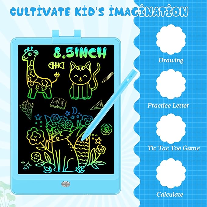 Decute Kids Toys LCD Writing Tablet with Stylus, 8.5 Inch Erasable Toddlers Doodle Board, Reusable Drawing Pad for Kids, Educational Christmas Birthday Gift for 3 4 5 6 7 8 Girls Boys Toddler Blue-CubbioJoy