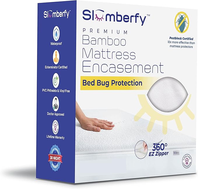Cal King Size Waterproof Bamboo Mattress Encasement by Slumberfy - Premium Skin-Safe Mattress Protector with 360° EZ Zipper, Lab-Tested Bed Bug, Zippered Encasement (72x84 in)-CubbioJoy