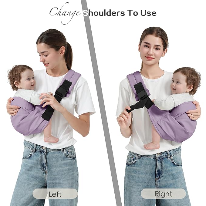 Baby Sling Carrier, Toddler Carrier Sling with Double Safety Buckle and Adjustable Shoulder Strap(7-30lbs), Baby Carriers One Size Fits All, Purple-CubbioJoy