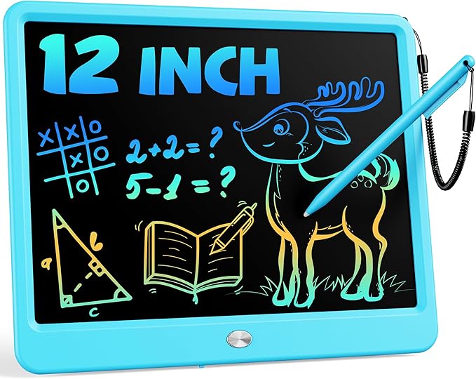 Bravokids 12 Inch LCD Writing Tablet for 3 Year Olds - Electronic Drawing Pad and Doodle Board as Educational Birthday Gifts for Girls and Boys (Blue)-CubbioJoy