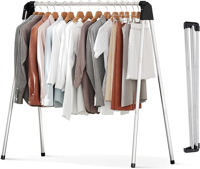 APEXCHASER Clothes Drying Rack Foldable, Stainless Steel Laundry Drying Rack Collapsible, Clothes Hanger for Sweater Baby Clothes Towel for Indoor & Outdoor, Portable Clothes Airer for Travel-CubbioJoy