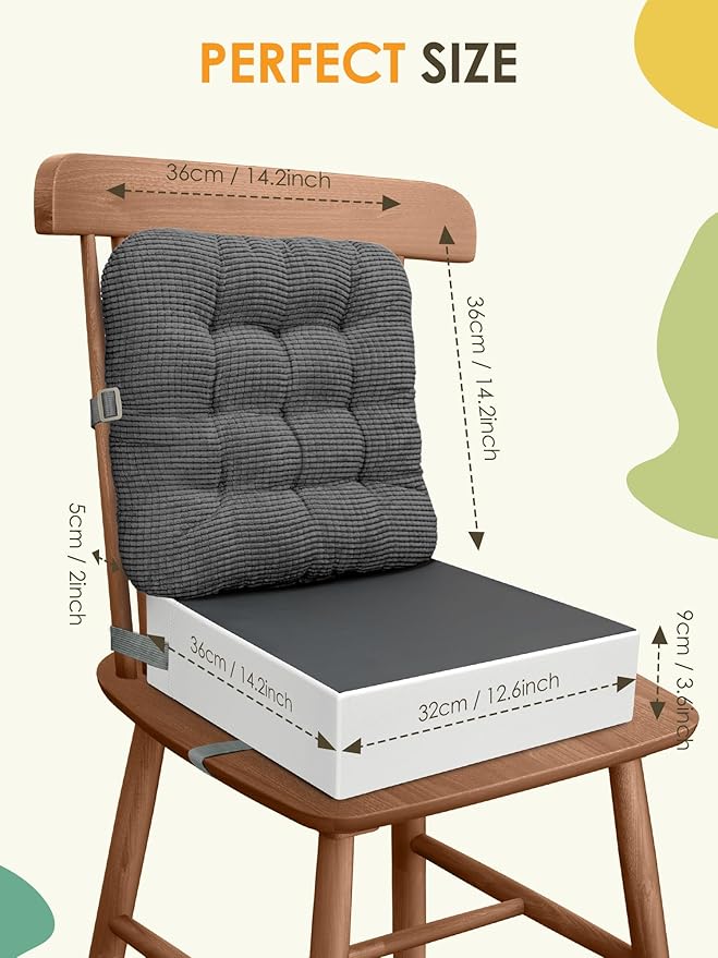 Booster Seat for Kitchen Chair, Adjustable Washable Safety Belts Toddler Booster Seats, PU Non-Slip Kids Dining Table Booster Seat, Portable Travel Increasing Cushion for Child Kid Boy Girl - Gray-CubbioJoy