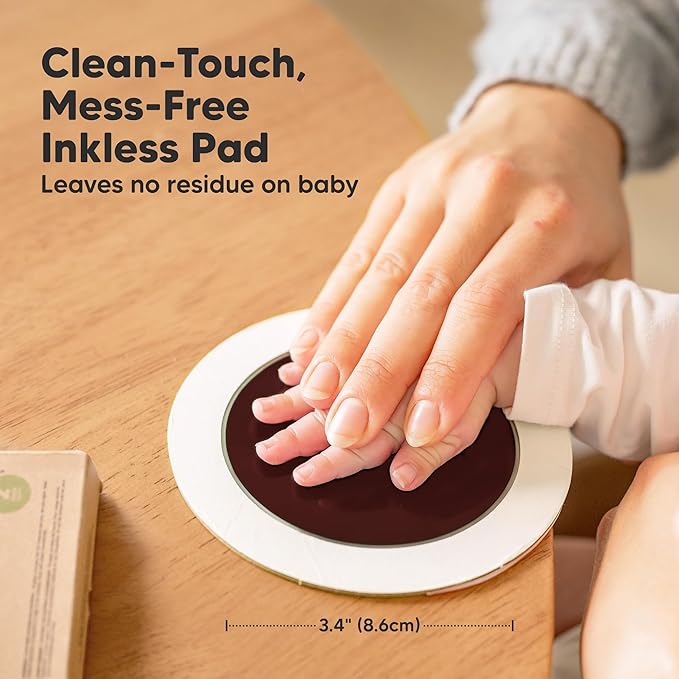 2-Pack Round Inkless Baby Hand and Footprint Kit - Mess Free Ink Pad for Newborn Keepsake, Dog Nose & Paw Print Kit, Clean Touch Ink Pad for Baby Hand & Footprints, Ideal New Mom Gifts (Auburn)-CubbioJoy