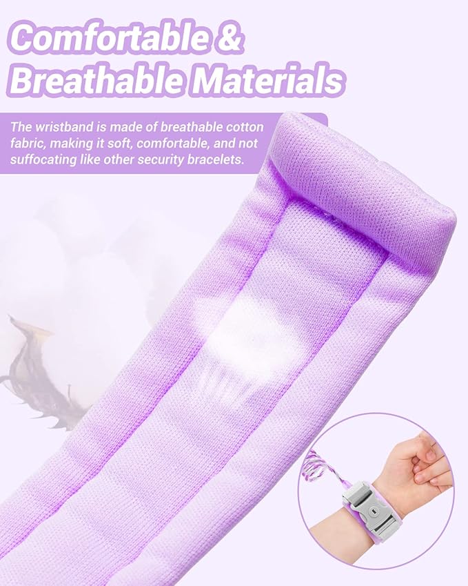 Dr.meter Anti Lost Wrist Link, 2 Pack Toddler Safety Leash with Key Lock, Reflective Child Walking Harness - Dual 8.2ft Length Pink & Purple Kids Leash for Outdoor, Kids Travel Essencials-CubbioJoy