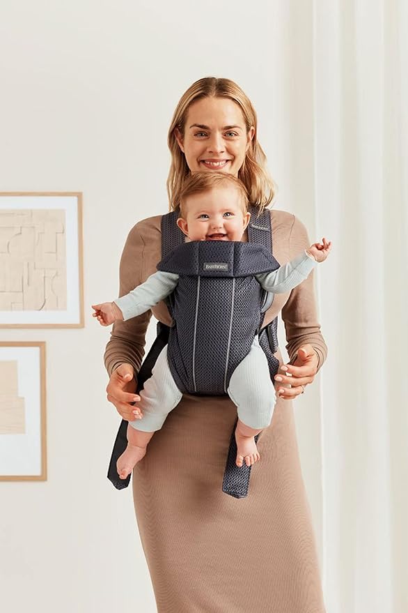 BabyBjörn Baby Carrier Mini, Anthracite, 3D Mesh | Newborn Carrier (7-25 lbs), Ergonomic, Easy-to-Use-CubbioJoy
