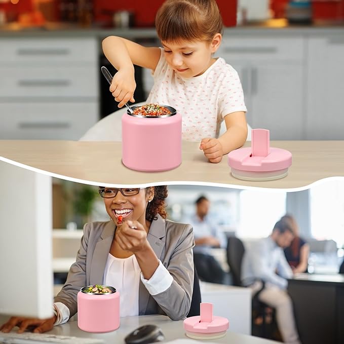26oz Kids Thermos for Hot Food, Insulated Vacuum Food Jar with Buckle Lid, Stainless Steel Wide Mouth Leak Proof Insulated Lunch Container for School Picnic Travel, Pink-CubbioJoy